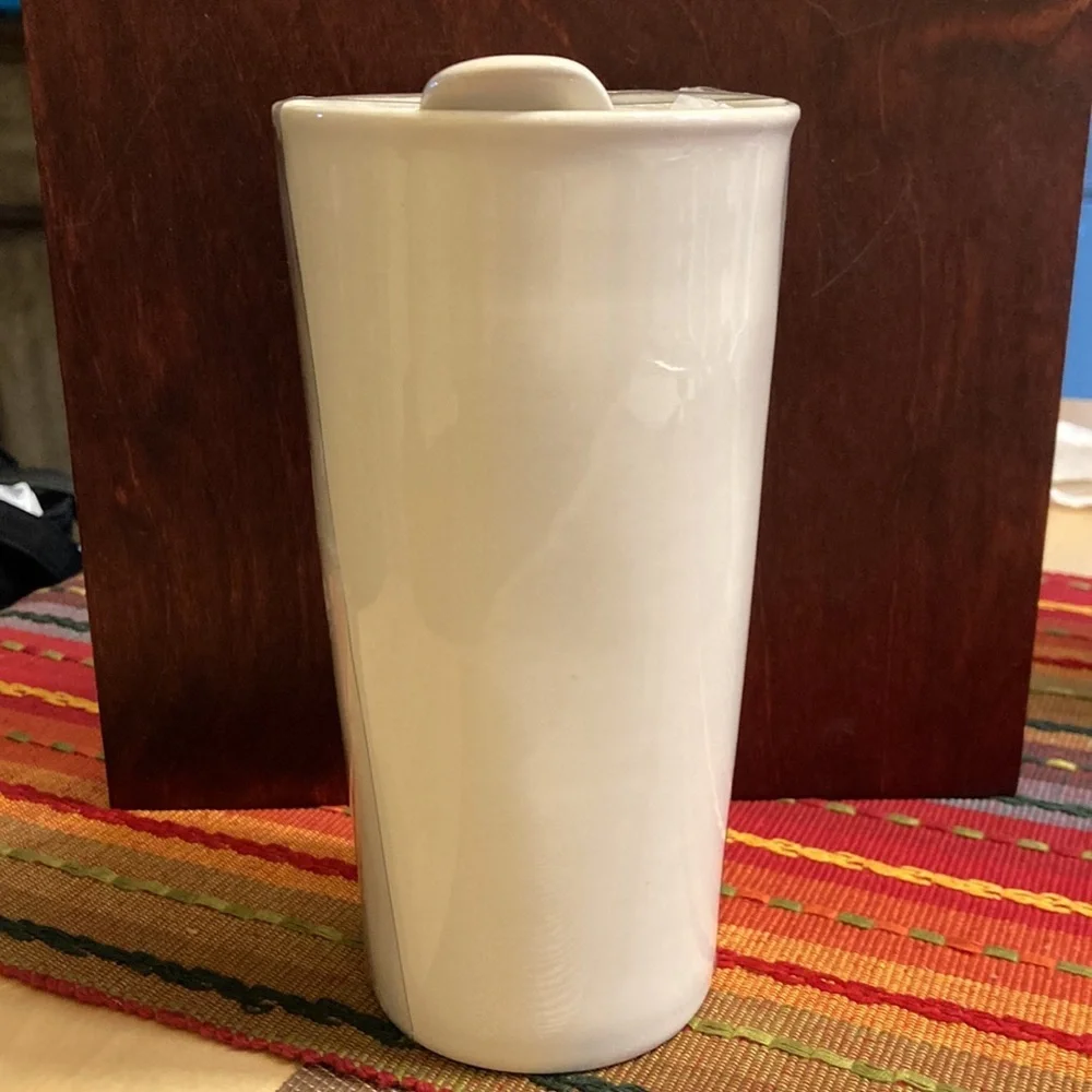 NWT Rae Dunn “pumpkin Spice” ceramic mug with lid 16 oz travel mug
